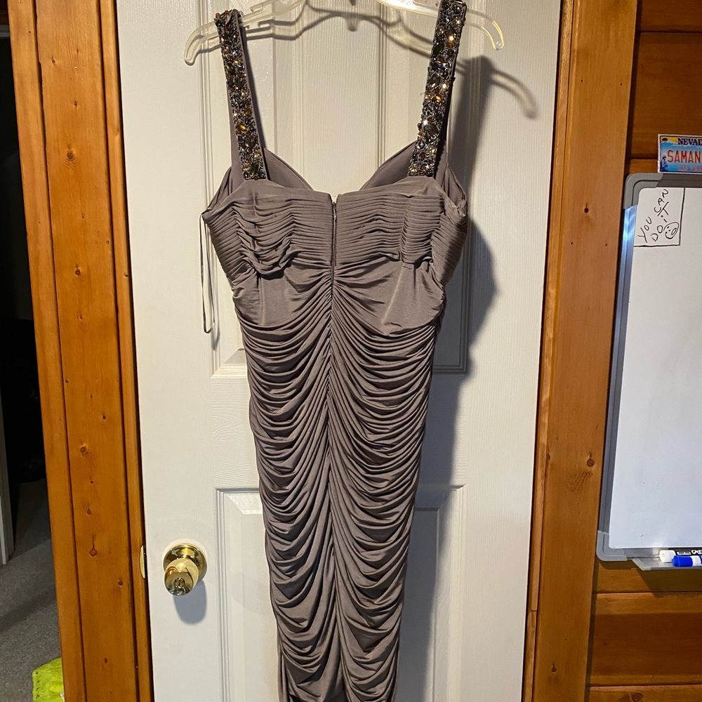 JS Boutique Ruched Dress Gray - Picture 3 of 8
